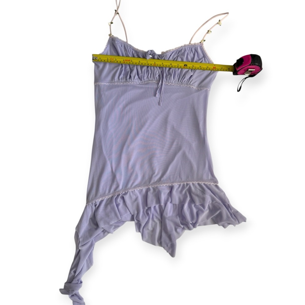 NWT UO Micro Lilac Lavender Purple Mesh Mini Fairy Dress Asymmetrical Hem XL Y2K - Picture 4 of 7